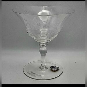 Arcadia Orlean VINTAGE Glass Cup Low Sherbert Blown Barware Floral Pattern